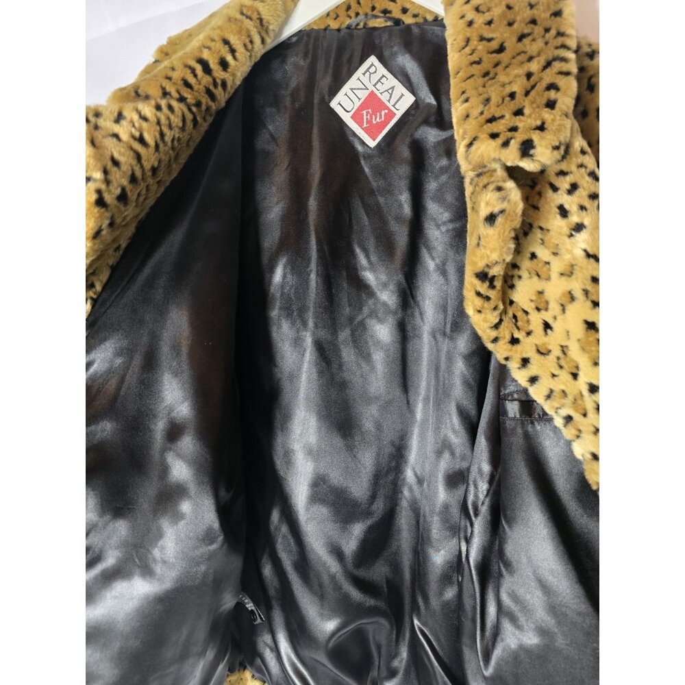 Unreal Fur Wild Cat Leopard Print Jacket Coat Women's Size 16-Vintage- Y2K - Picture 13 of 16